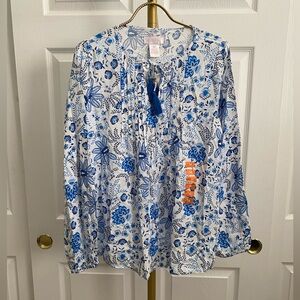 Elegant Blue Floral Women's Blouse